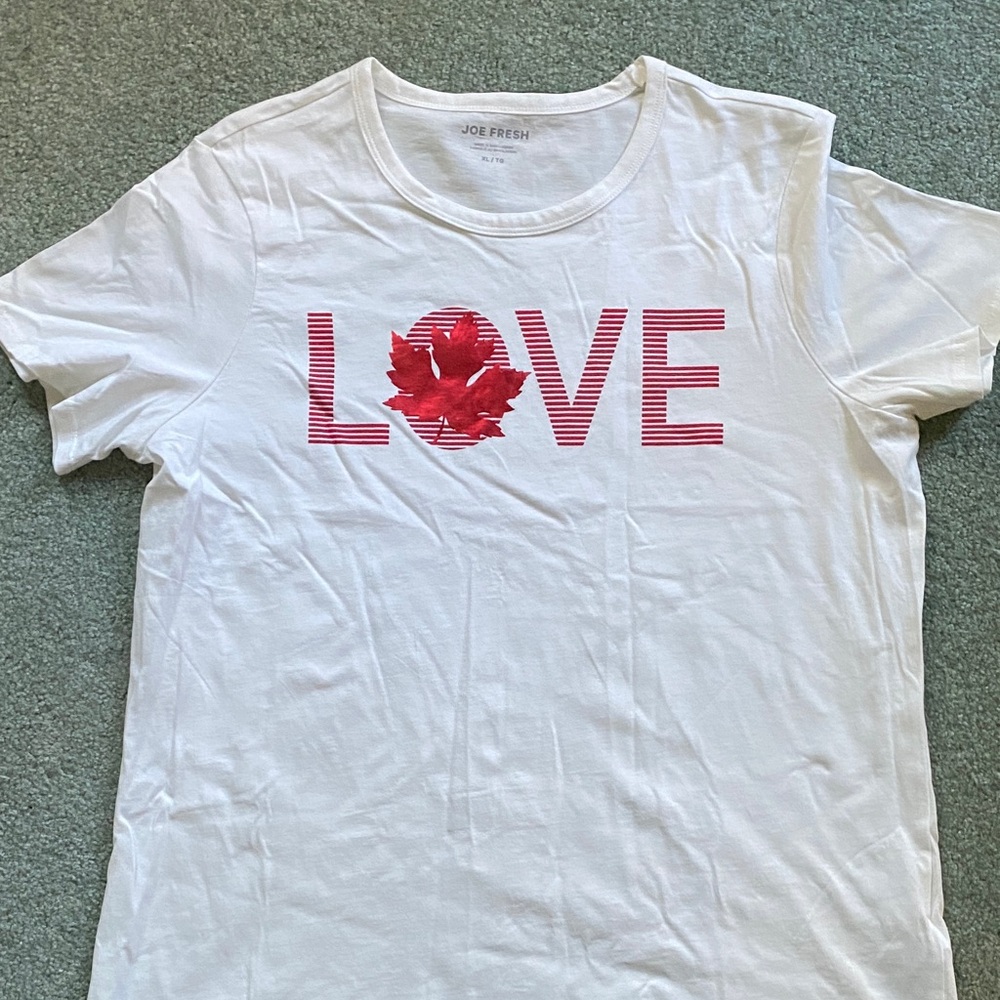 Joe Fresh White Tee with Red Love Graphic